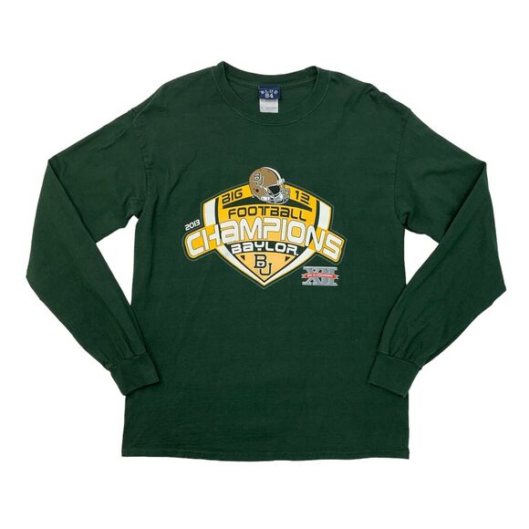 Baylor University 2013 Football Champions T Shirt Men M Medium Green Long Sleeve - Picture 1 of 11